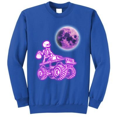 Halloween Scary Skeleton Ghost Riding Monster Truck Pumpkin Funny Gift Tall Sweatshirt