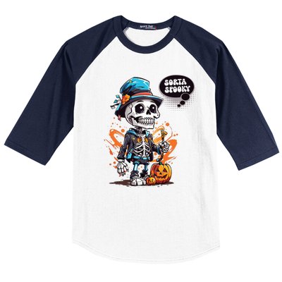 Halloween Skeleton Sorta Spooky Baseball Sleeve Shirt