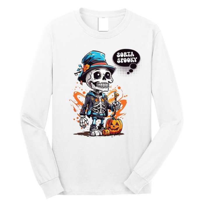 Halloween Skeleton Sorta Spooky Long Sleeve Shirt