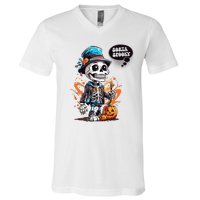 Halloween Skeleton Sorta Spooky V-Neck T-Shirt