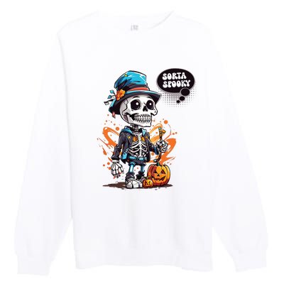 Halloween Skeleton Sorta Spooky Premium Crewneck Sweatshirt