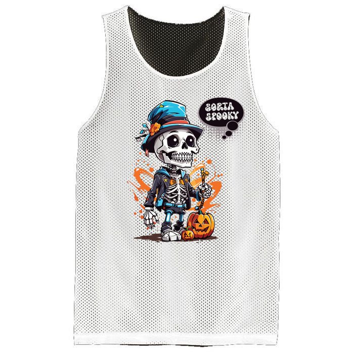 Halloween Skeleton Sorta Spooky Mesh Reversible Basketball Jersey Tank