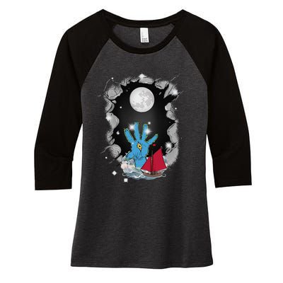 Halloween Sailing Ship Sailing Sea Maritime Ship Women's Tri-Blend 3/4-Sleeve Raglan Shirt