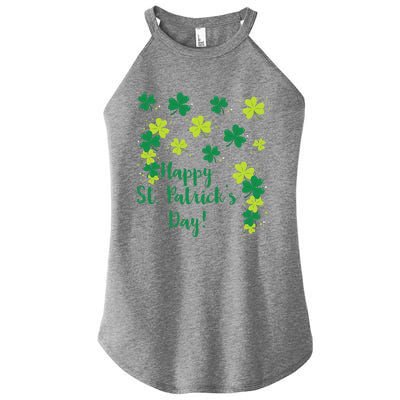 Happy St Saint Patrick's Day Green Clovers Shamrock Women’s Perfect Tri Rocker Tank