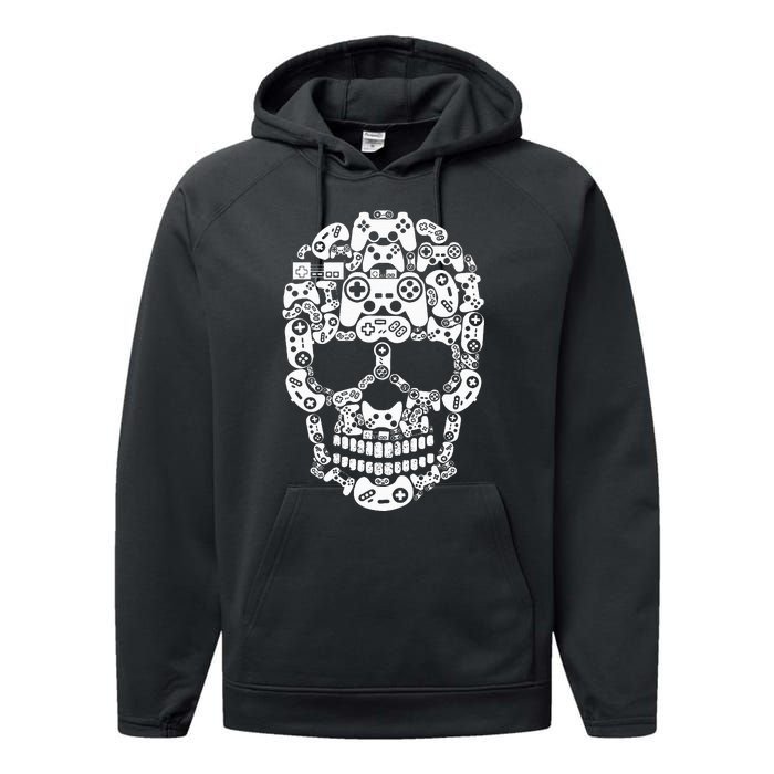 Halloween Skeleton Skull Gamer Controller Gaming Performance Fleece Hoodie