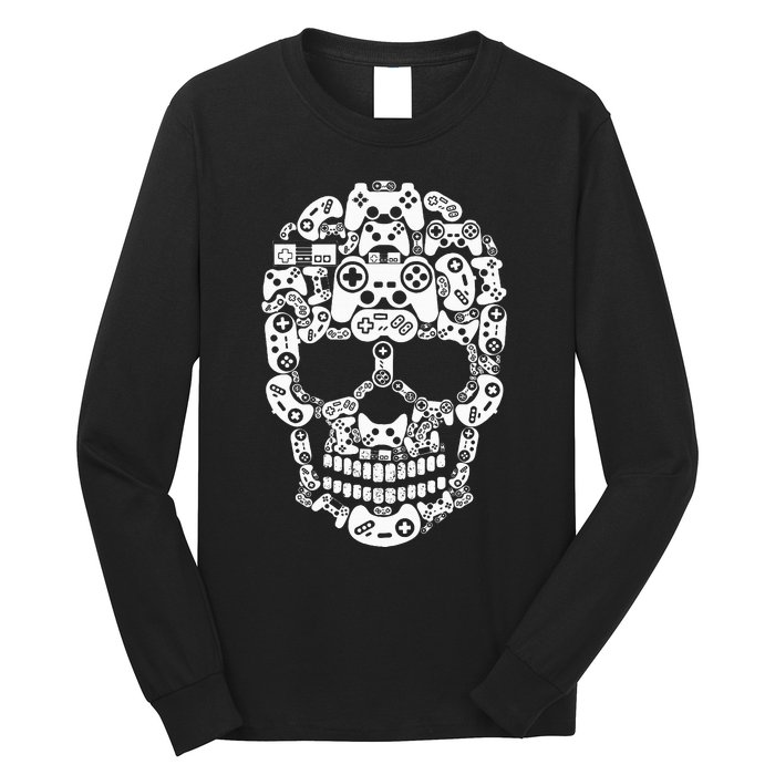 Halloween Skeleton Skull Gamer Controller Gaming Long Sleeve Shirt