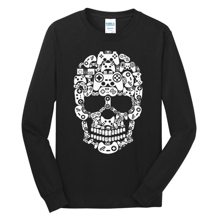 Halloween Skeleton Skull Gamer Controller Gaming Tall Long Sleeve T-Shirt