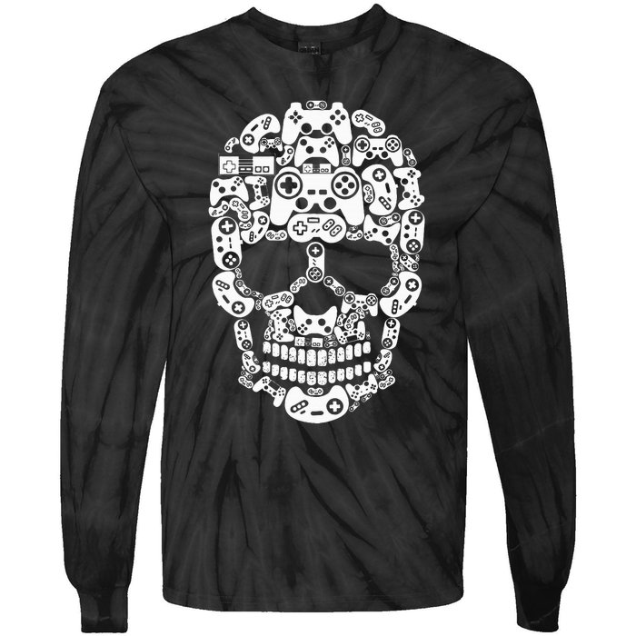 Halloween Skeleton Skull Gamer Controller Gaming Tie-Dye Long Sleeve Shirt