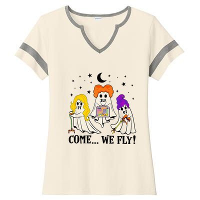 Halloween Spooky SLP OT PT Team Occupational Physical Speech Ladies Halftime Notch Neck Tee