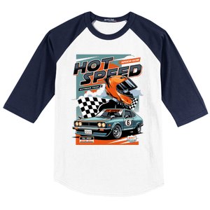 Hot Speed Super Car Racing Baseball Sleeve Shirt