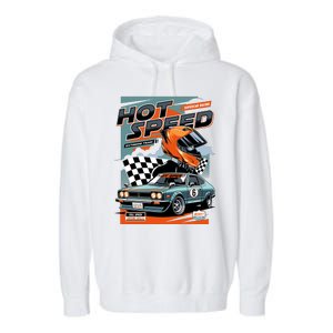 Hot Speed Super Car Racing Garment-Dyed Fleece Hoodie