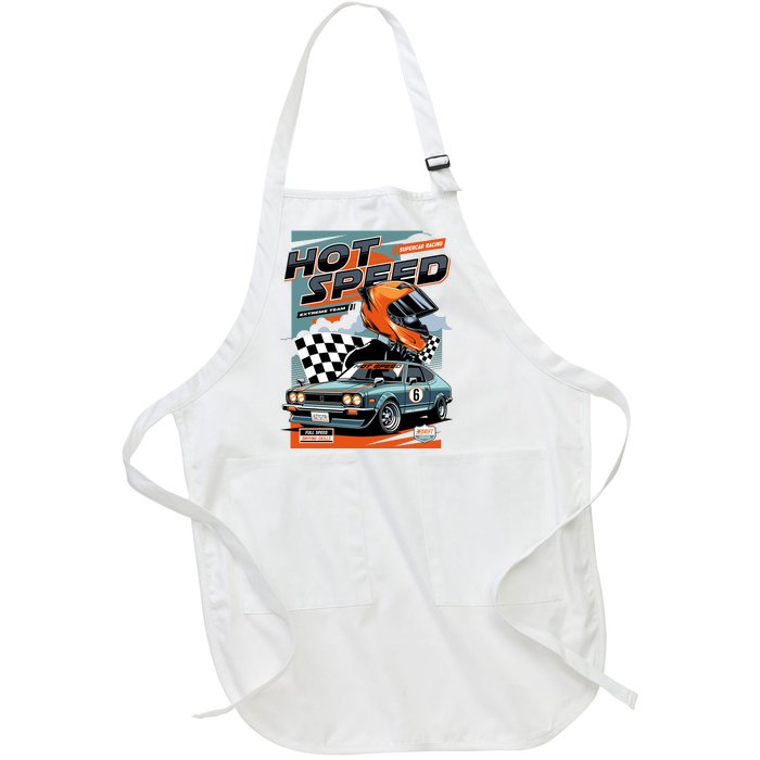 Hot Speed Super Car Racing Full-Length Apron With Pockets