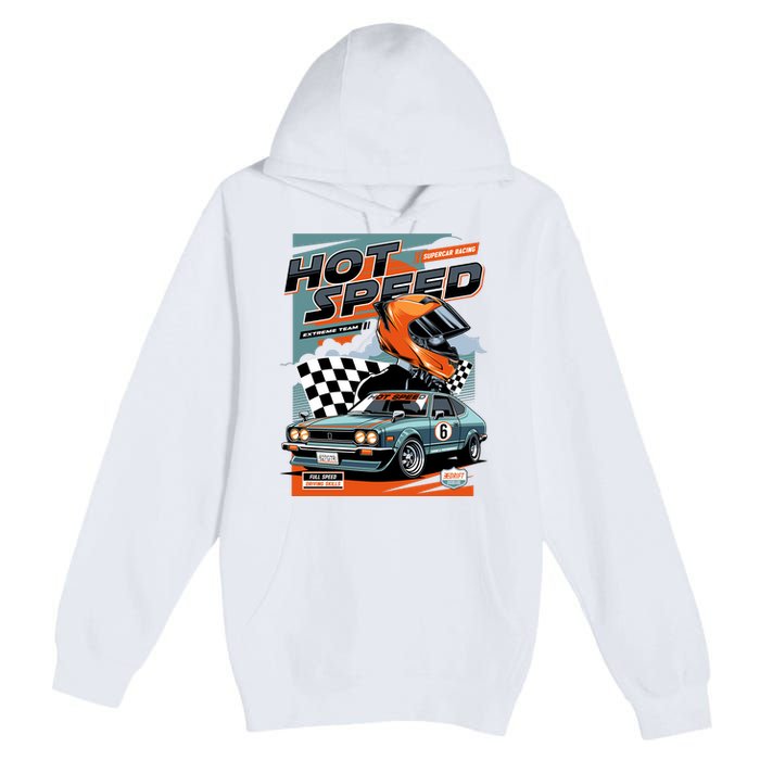 Hot Speed Super Car Racing Premium Pullover Hoodie