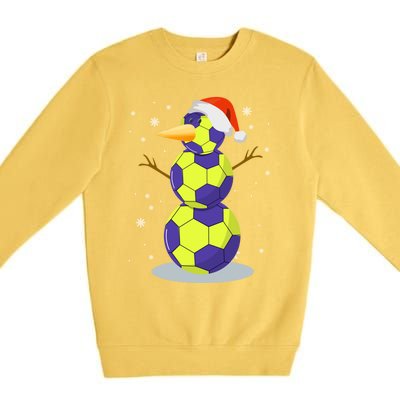 Hockey Snow Santa Hat Christmas Soccer Lover Gift Premium Crewneck Sweatshirt