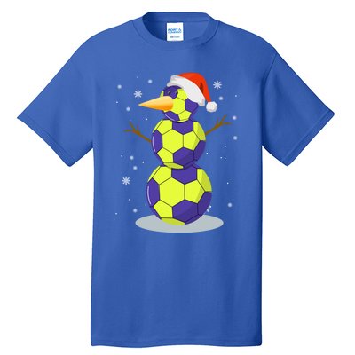 Hockey Snow Santa Hat Christmas Soccer Lover Gift Tall T-Shirt