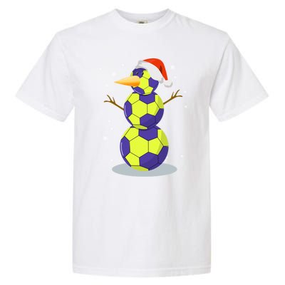 Hockey Snow Santa Hat Christmas Soccer Lover Gift Garment-Dyed Heavyweight T-Shirt