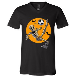 Halloween Soccer Skeleton Costume V-Neck T-Shirt