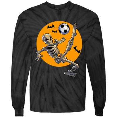 Halloween Soccer Skeleton Costume Tie-Dye Long Sleeve Shirt