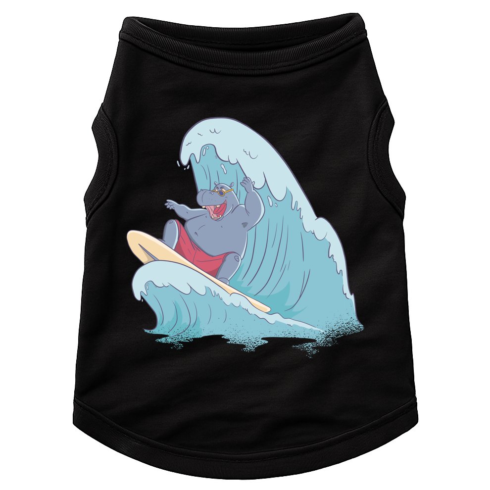 Hippo Surfing Surf Hippopotamus Wave Ocean Beach Gift Doggie Tank