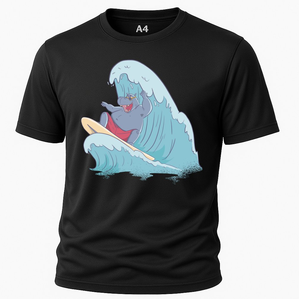 Hippo Surfing Surf Hippopotamus Wave Ocean Beach Gift Performance Shirt