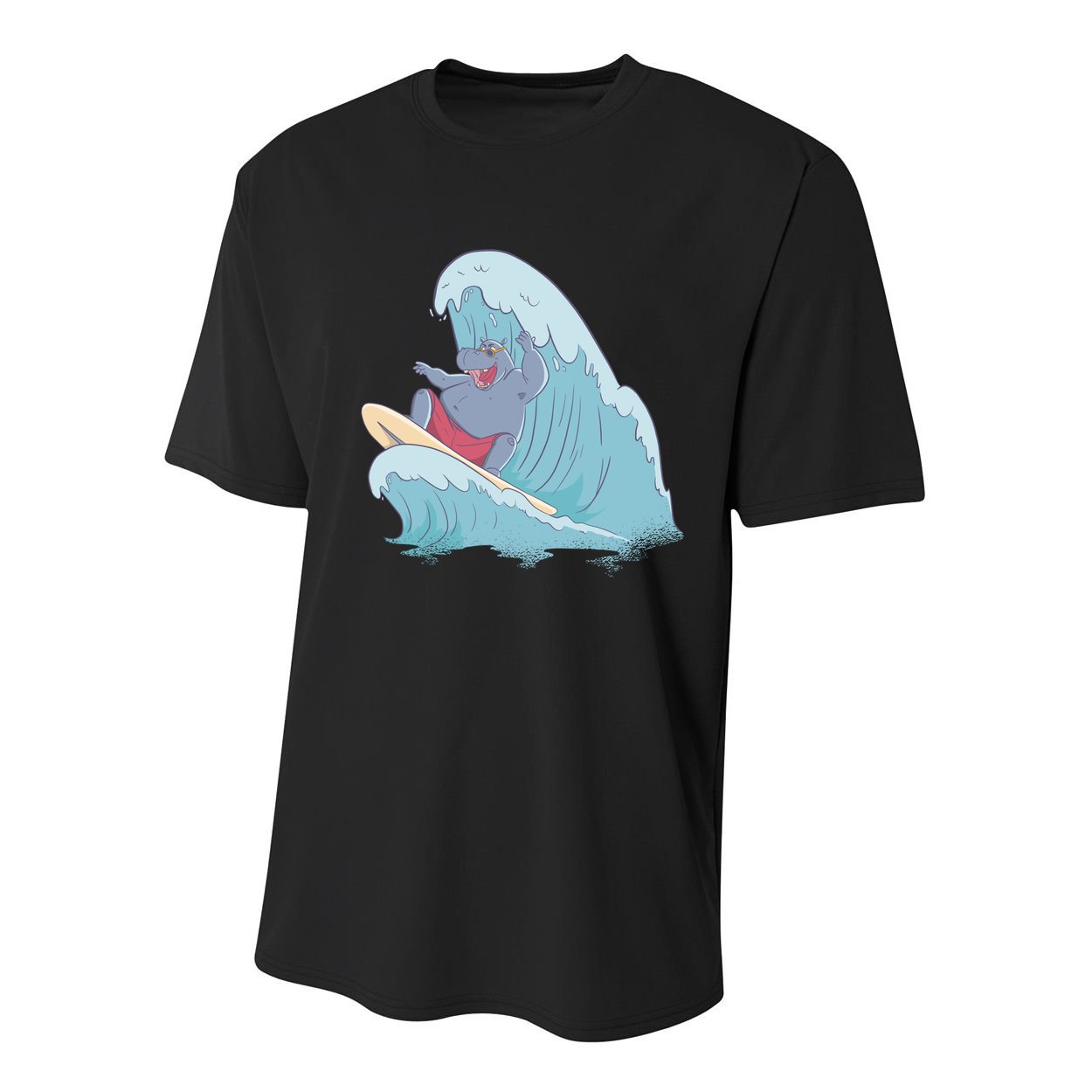 Hippo Surfing Surf Hippopotamus Wave Ocean Beach Gift Youth Performance Sprint T-Shirt