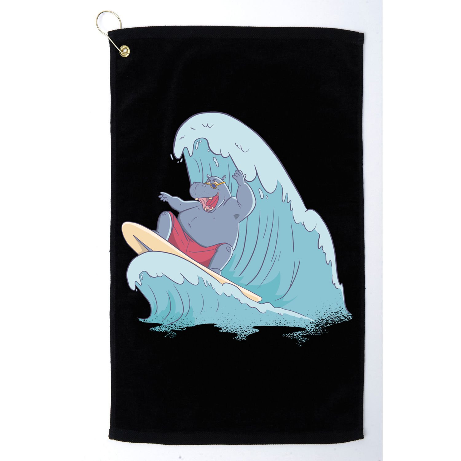 Hippo Surfing Surf Hippopotamus Wave Ocean Beach Gift Golf Towel