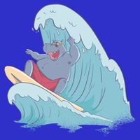 Hippo Surfing Surf Hippopotamus Wave Ocean Beach Gift Long Sleeve Shirt