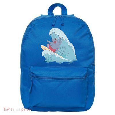Hippo Surfing Surf Hippopotamus Wave Ocean Beach Gift 16 in Basic Backpack