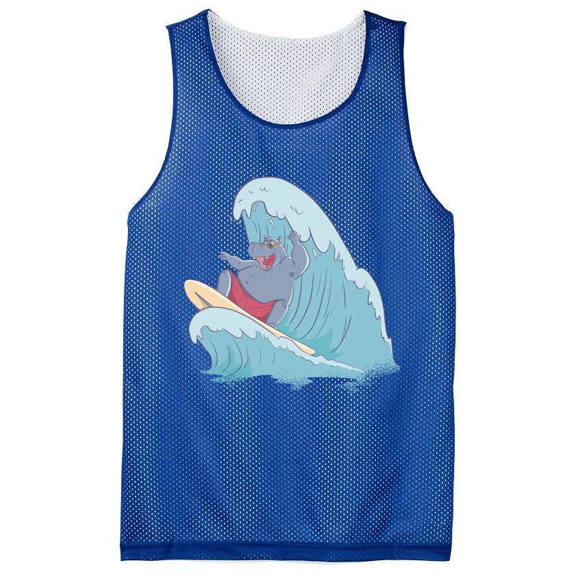 Hippo Surfing Surf Hippopotamus Wave Ocean Beach Gift Mesh Reversible Basketball Jersey Tank
