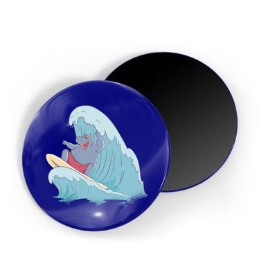 Hippo Surfing Surf Hippopotamus Wave Ocean Beach Gift Magnet