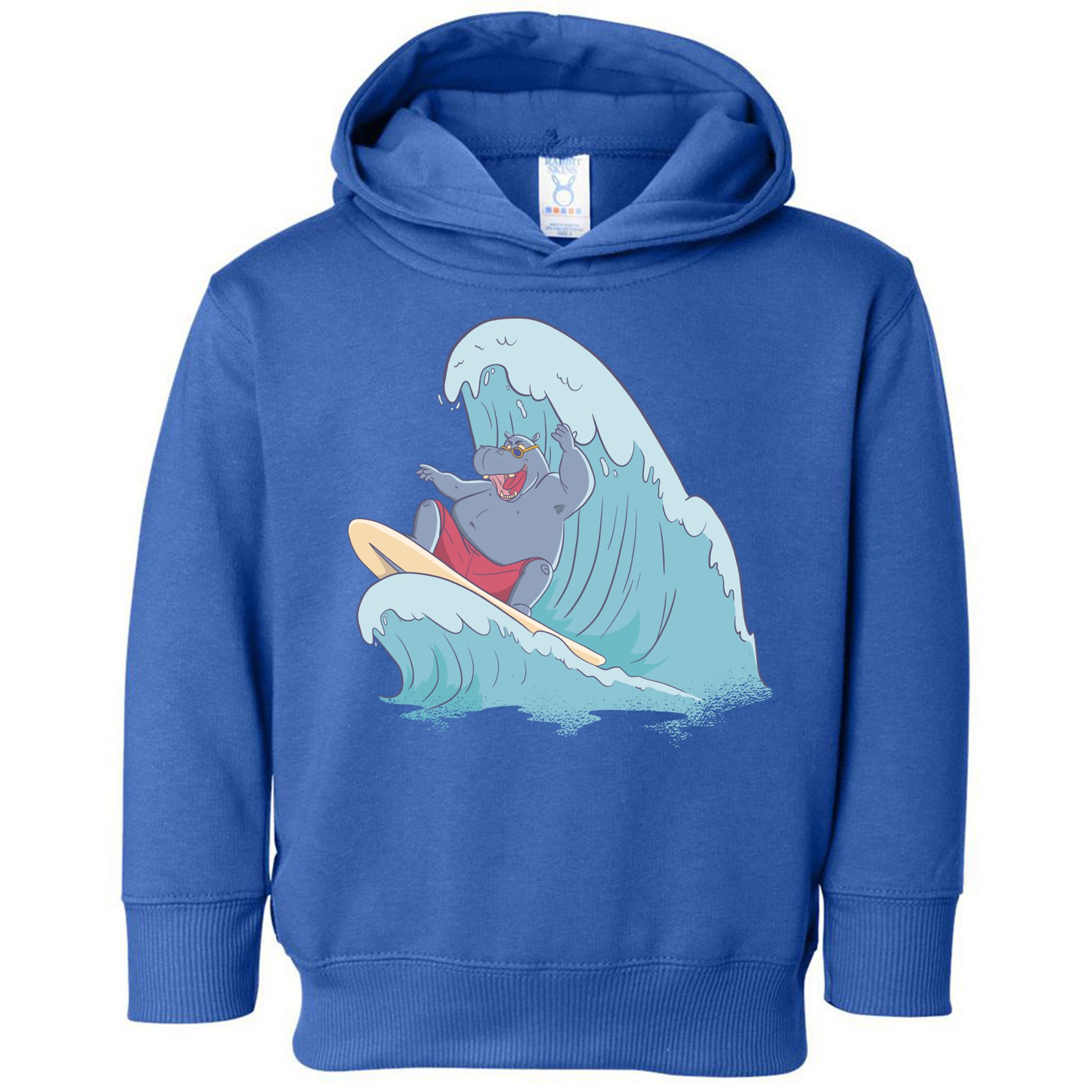 Hippo Surfing Surf Hippopotamus Wave Ocean Beach Gift Toddler Hoodie