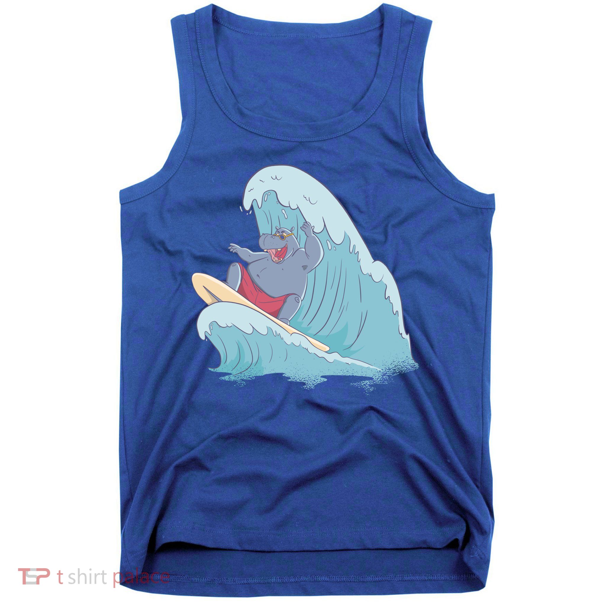 Hippo Surfing Surf Hippopotamus Wave Ocean Beach Gift Tank Top