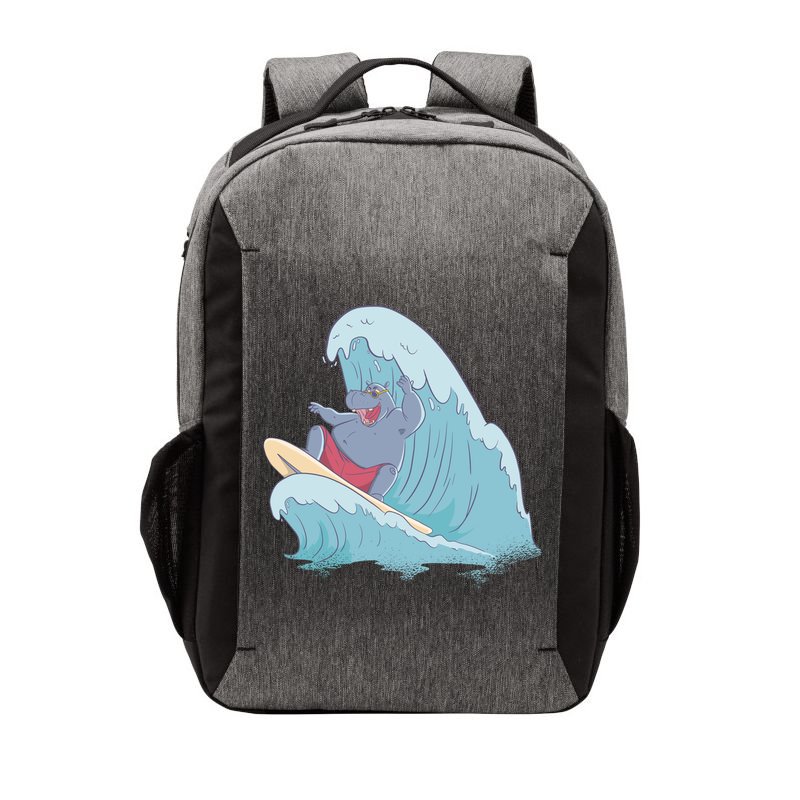 Hippo Surfing Surf Hippopotamus Wave Ocean Beach Gift Vector Backpack
