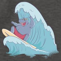 Hippo Surfing Surf Hippopotamus Wave Ocean Beach Gift Vector Backpack