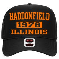 Halloween Spooky Scary Haddonfield Illinois Halloween 1978 High Crown Mesh Back Trucker Hat