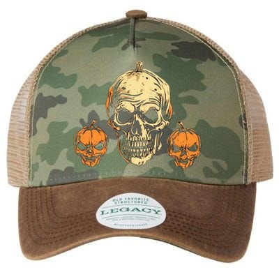 Halloween Spooky Skull Jack O Lantern Pumpkins Legacy Tie Dye Trucker Hat