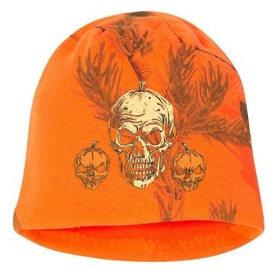 Halloween Spooky Skull Jack O Lantern Pumpkins Kati - Camo Knit Beanie