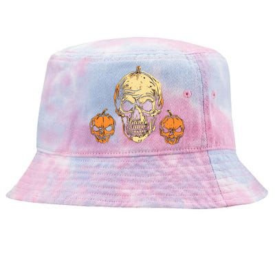 Halloween Spooky Skull Jack O Lantern Pumpkins Tie-Dyed Bucket Hat