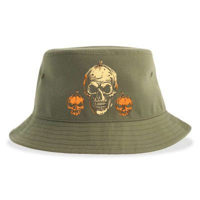 Halloween Spooky Skull Jack O Lantern Pumpkins Sustainable Bucket Hat