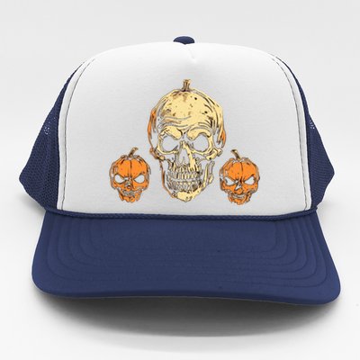 Halloween Spooky Skull Jack O Lantern Pumpkins Trucker Hat