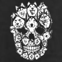 Husky Skull Siberian Dog Lover 7 Panel Mesh Trucker Snapback Hat