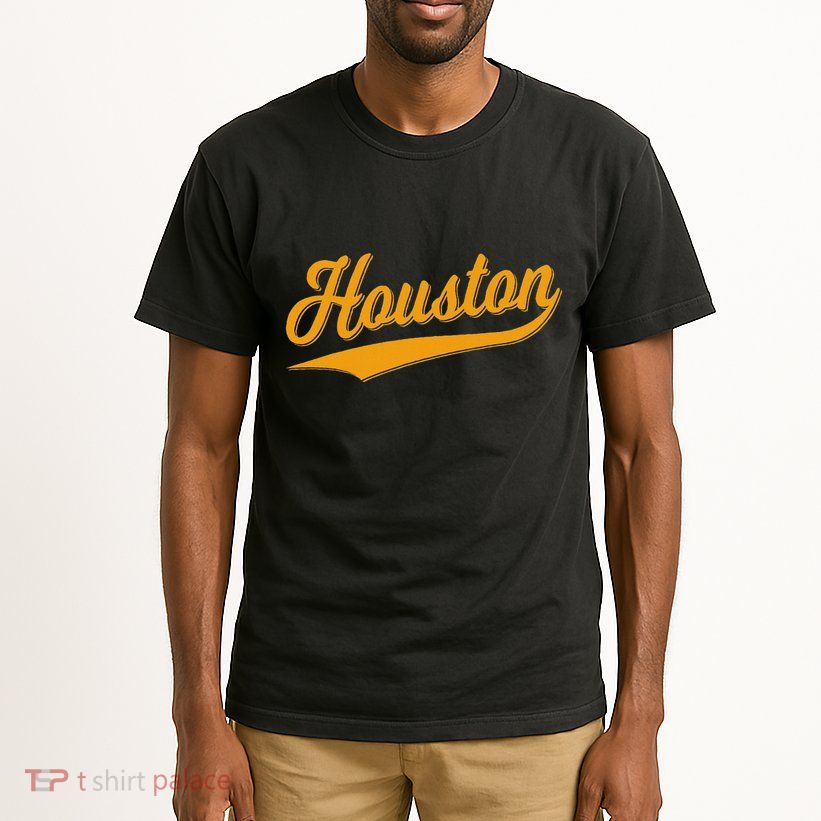 Houston Sports Script Cursive Classic Texas Flag Swoosh Tall T-Shirt