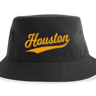 Houston Sports Script Cursive Classic Texas Flag Swoosh Sustainable Bucket Hat