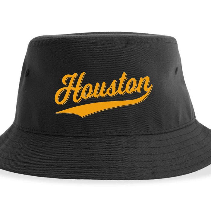 Houston Sports Script Cursive Classic Texas Flag Swoosh Sustainable Bucket Hat