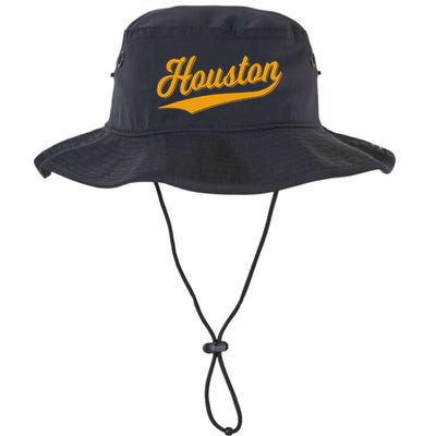 Houston Sports Script Cursive Classic Texas Flag Swoosh Bucket Hat