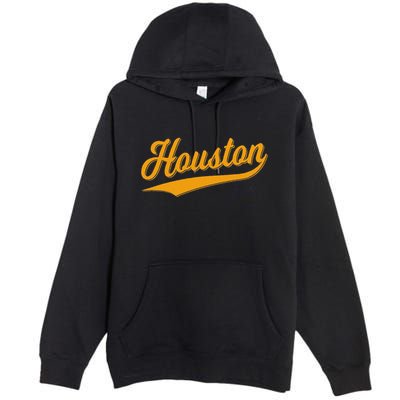 Houston Sports Script Cursive Classic Texas Flag Swoosh Premium Pullover Hoodie