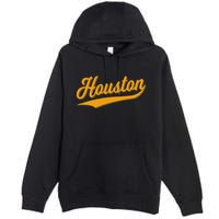 Houston Sports Script Cursive Classic Texas Flag Swoosh Premium Pullover Hoodie