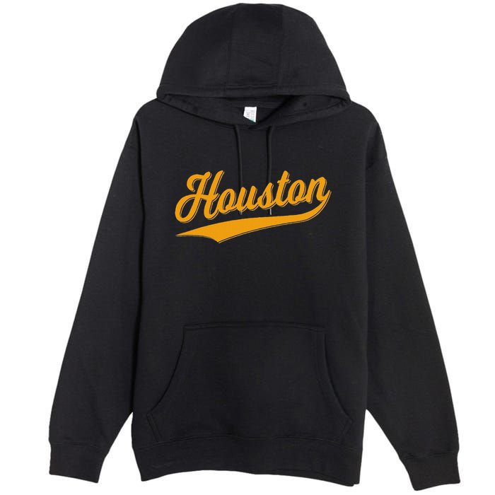 Houston Sports Script Cursive Classic Texas Flag Swoosh Premium Pullover Hoodie