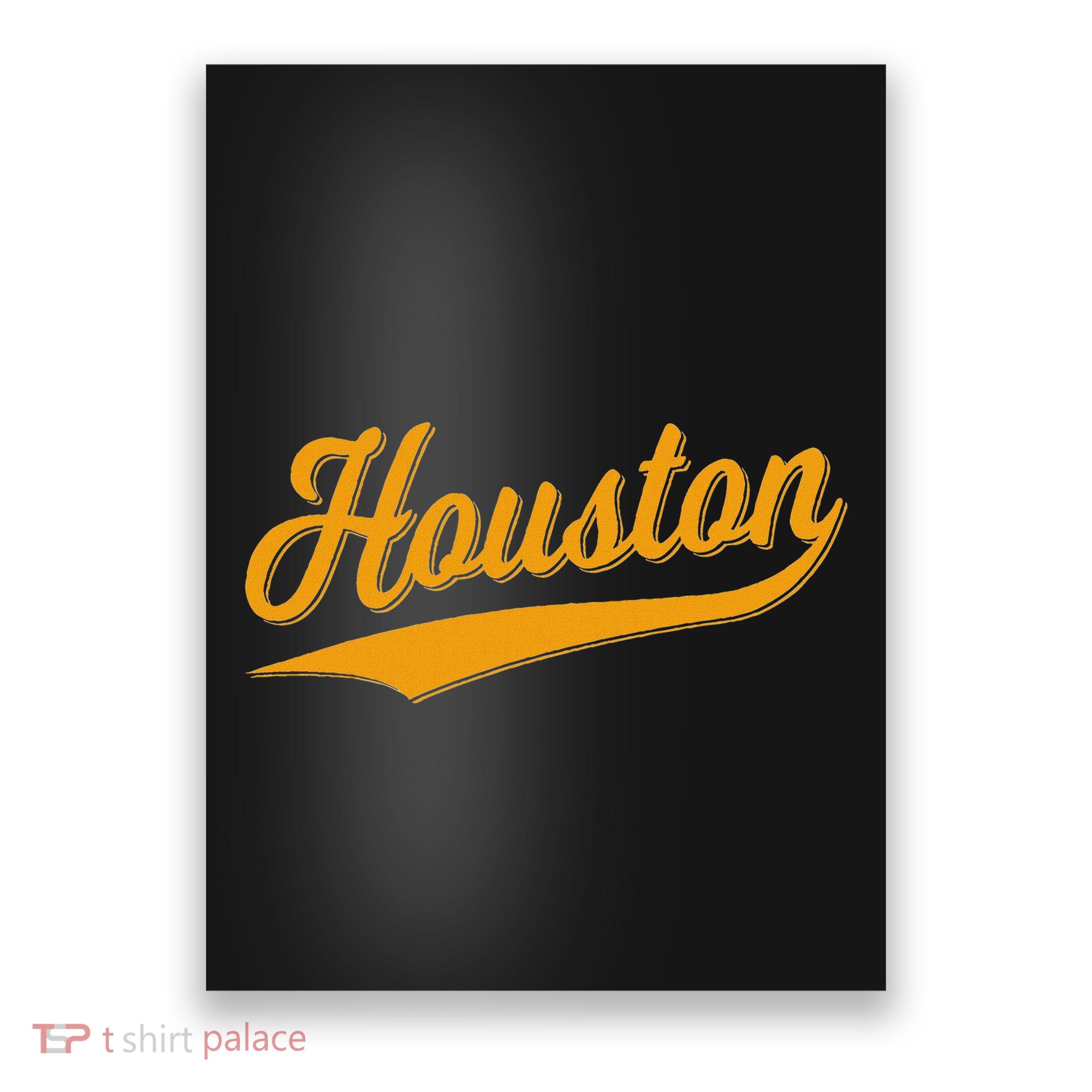 Houston Sports Script Cursive Classic Texas Flag Swoosh Poster