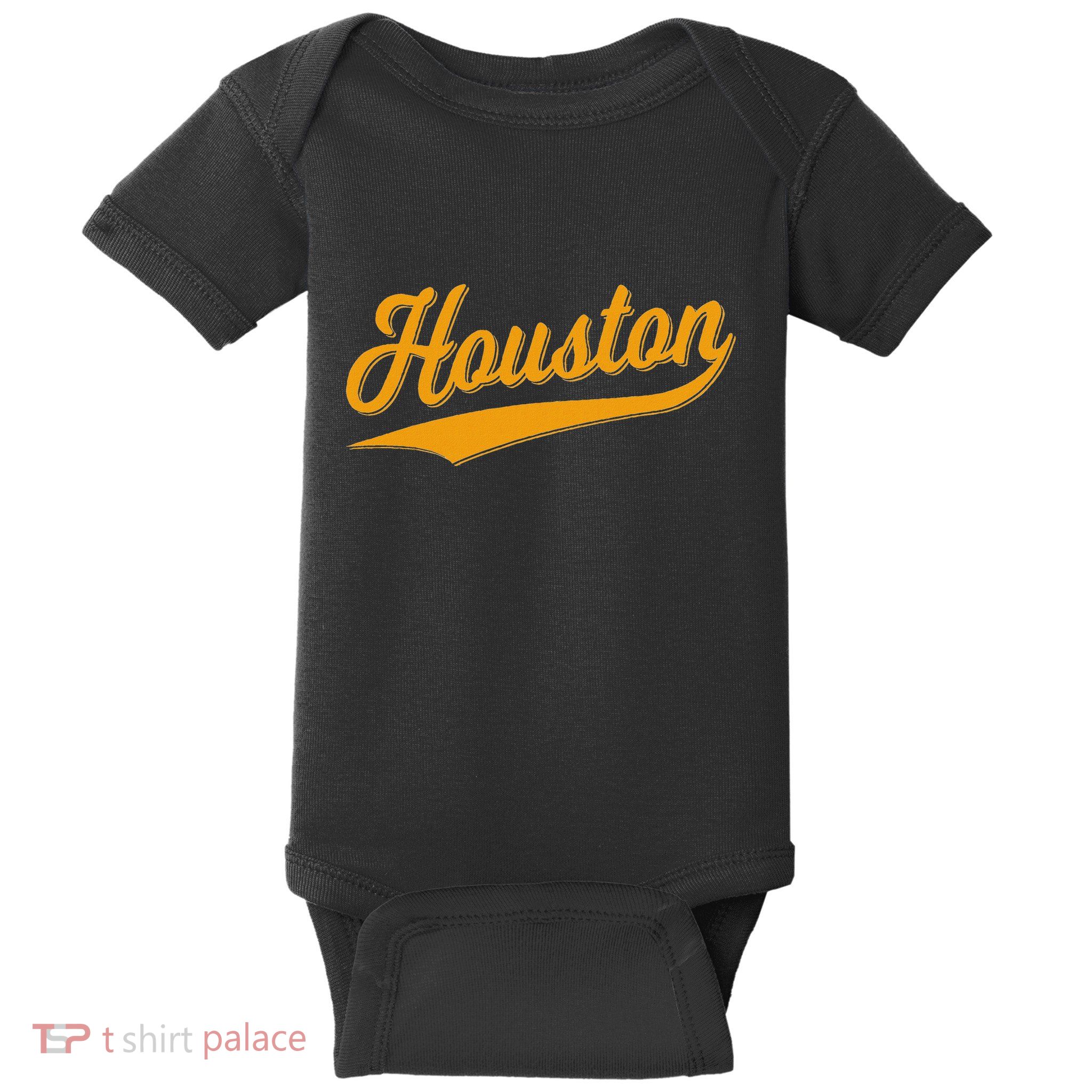 Houston Sports Script Cursive Classic Texas Flag Swoosh Baby Bodysuit